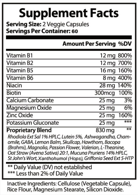 TRUXEN Supplement Facts